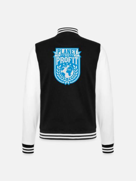 planet over profit quote - College Sweat Jacket - black/white