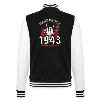 Jahrgang 1943 Musikerfest 80-jähriges Jubiläum - College-Sweatjacke - Schwarz/Weiß - Hinten - Marisol (170cm)
