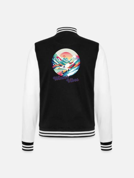 Winter Vibes | Winter | Skifahren | Illustration - College-Sweatjacke - Schwarz/Weiß