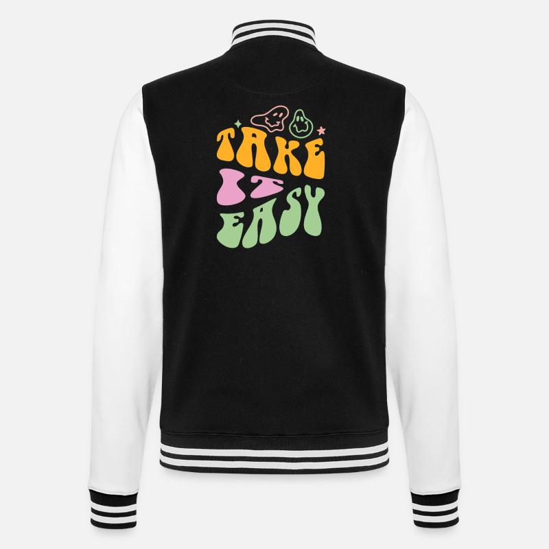 Take it Easy - College-Sweatjacke - Schwarz/Weiß