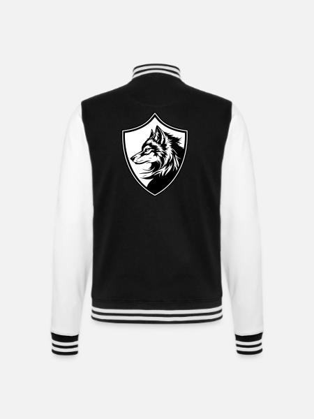 Wolf Wappen Silhouette - College-Sweatjacke - Schwarz/Weiß