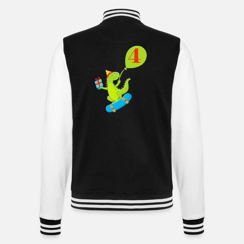 4e anniversaire dinosaure mignon - Veste Teddy - noir/blanc