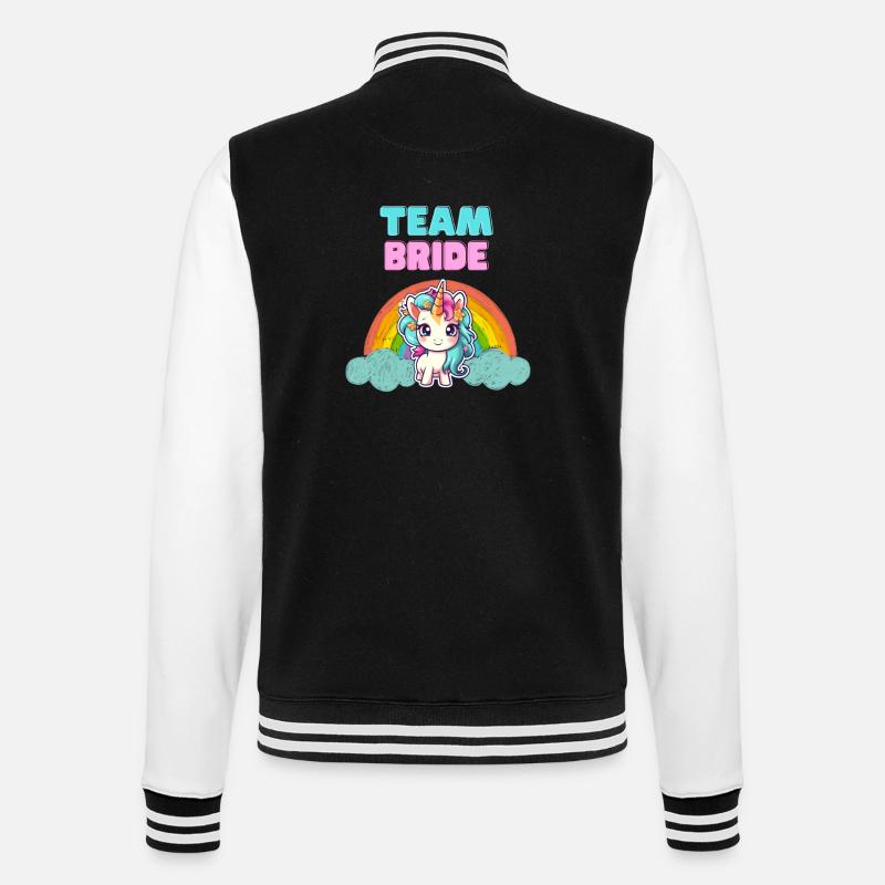 "Team Bride" Einhorn-Design - College-Sweatjacke - Schwarz/Weiß