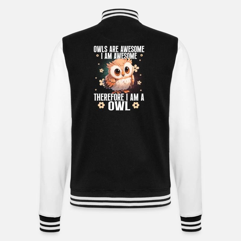 Eule Eulen Lustiger Spruch - College-Sweatjacke - Schwarz/Weiß