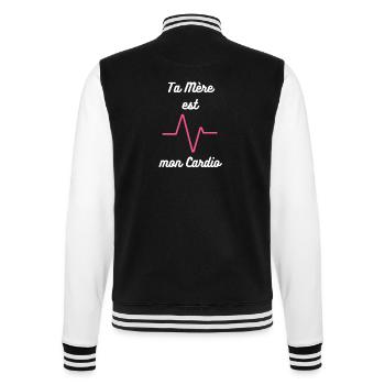 Ta mère est mon cardio : Tee-shirt Cardio Humour - Veste Teddy - noir/blanc - Dos - Marisol (170cm)