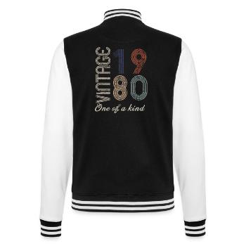 44th Birthday 1980 - Vintage Retro Gift Idea - College Sweat Jacket - black/white - Back - Marisol (170cm)