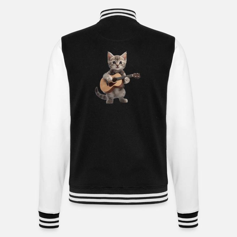 chat chaton guitare - Veste Teddy - noir/blanc