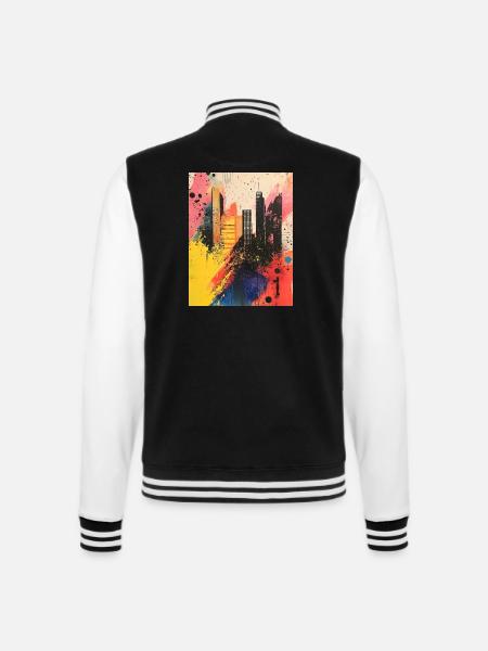 Abstrakte Graffiti Stadt - Streetart - Großstadt - College-Sweatjacke - Schwarz/Weiß
