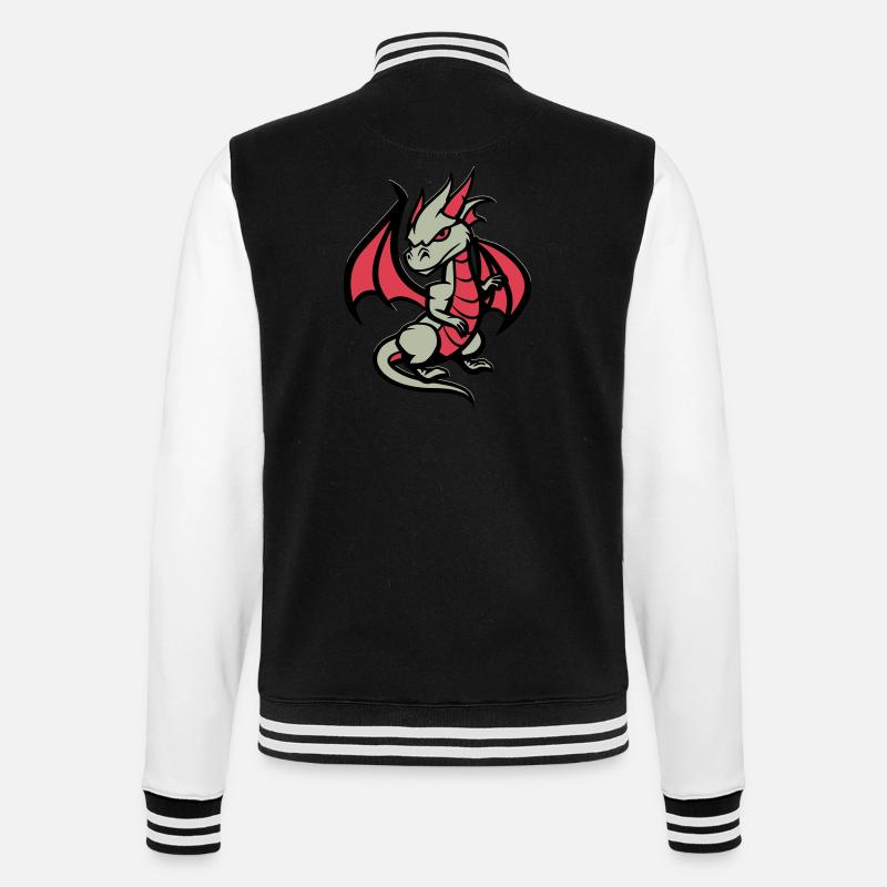 drache comic - College-Sweatjacke - Schwarz/Weiß