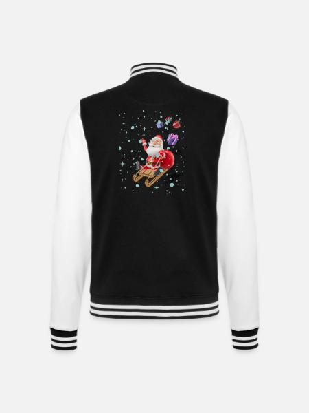 Weihnachtsmann und die Geschenke - College-Sweatjacke - Schwarz/Weiß