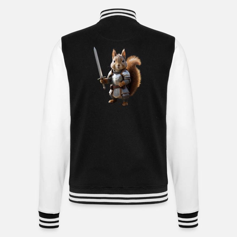 Eichhörnchen-Ritter-Schwert 3 - College-Sweatjacke - Schwarz/Weiß