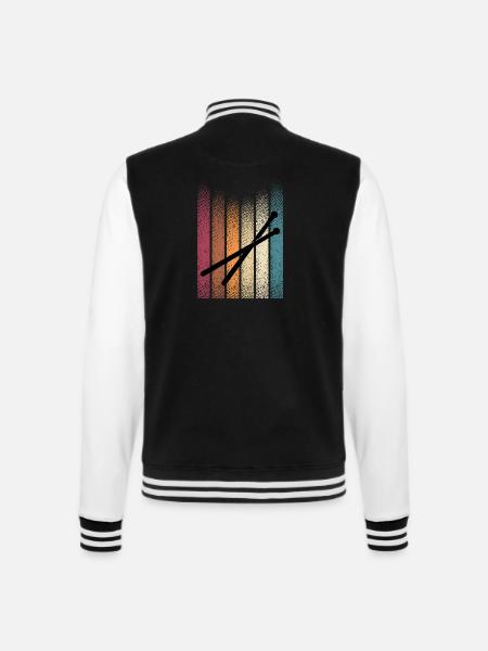 Vintage Retro Schlagzeug Drumsticks Schlagzeuger - College-Sweatjacke - Schwarz/Weiß
