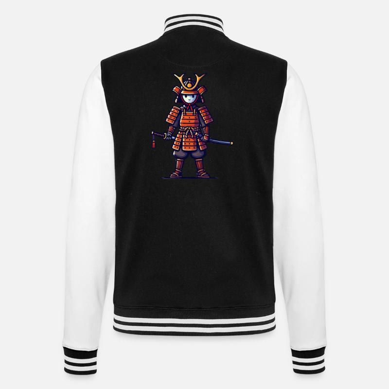 Samurai Comic - College-Sweatjacke - Schwarz/Weiß