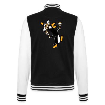 Pingouin, hochet, fête, culture mexicaine, chapeau, Fun - Veste Teddy - noir/blanc - Dos - Marisol (170cm)