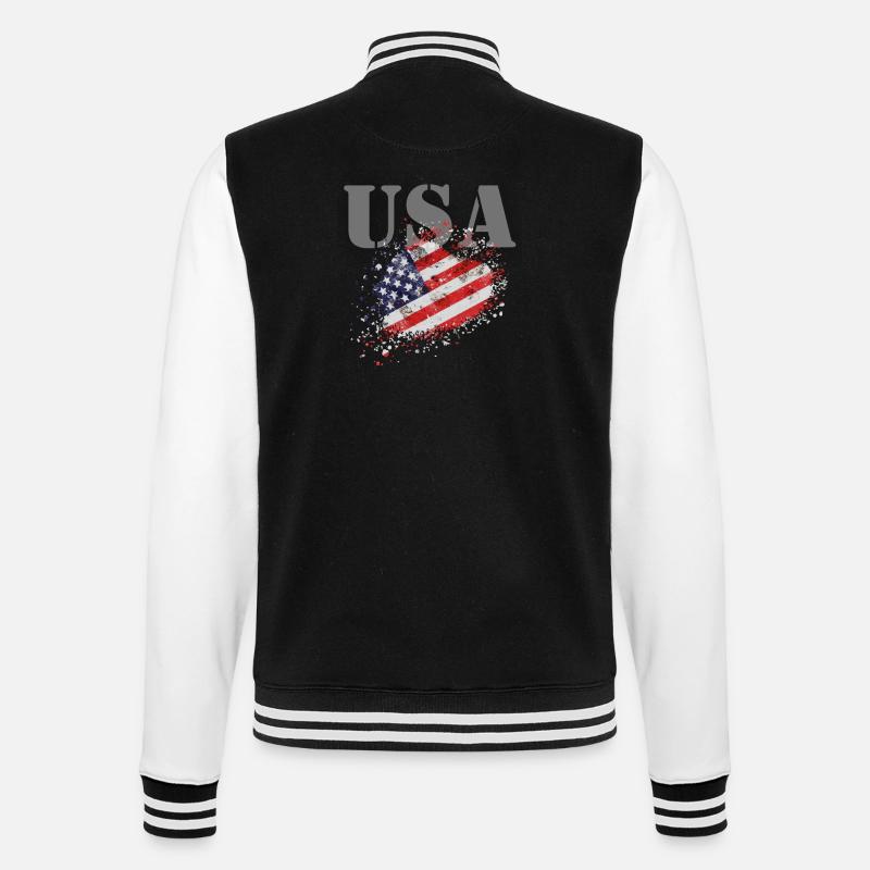 États-Unis avec drapeau - Veste Teddy - noir/blanc