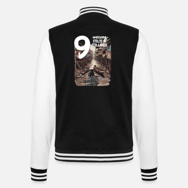 Canal Code Capuche sur pilotis Deep Khlong Streetwear - Veste Teddy - noir/blanc