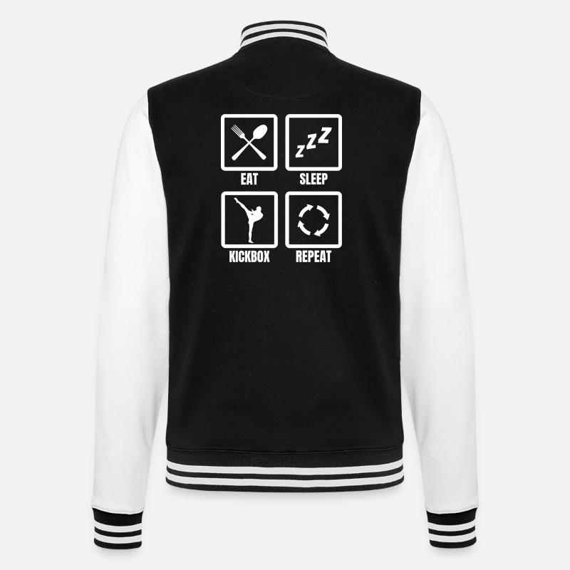 Eat Sleep Kickbox Repeat - College Sweat Jacket - black/white