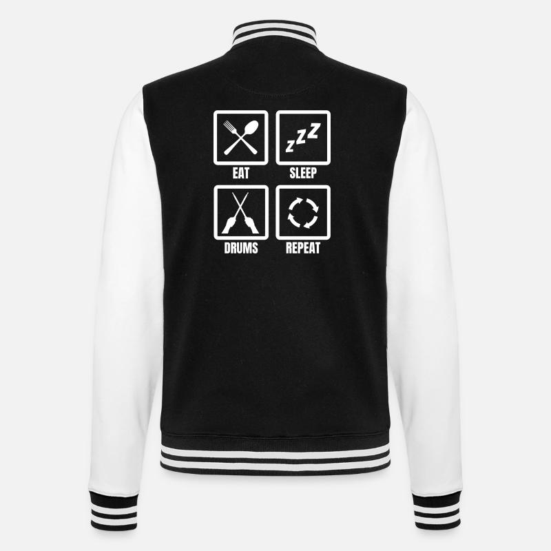 Eat Sleep Drums Repeat - College Sweat Jacket - black/white