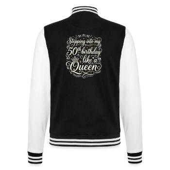 Mein 50. Geburtstag vor 50 Jahren - College-Sweatjacke - Schwarz/Weiß - Hinten - Marisol (170cm)