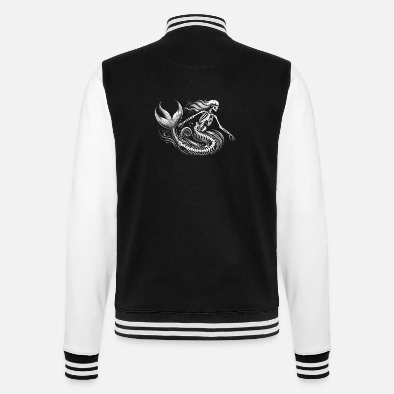 Skeleton Mermaid Mystical Art - College Sweat Jacket - black/white
