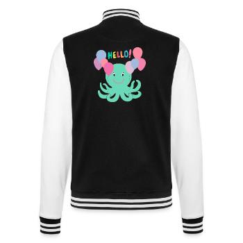 Krake Mit Luftballons sagt Hallo - Meer Spaß - College-Sweatjacke - Schwarz/Weiß - Hinten - Marisol (170cm)