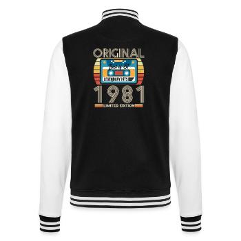 Vintage Geburtstagsgeschenk 1981 Limited Edition - College-Sweatjacke - Schwarz/Weiß - Hinten - Marisol (170cm)