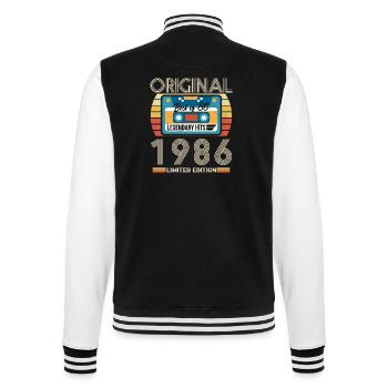 Vintage Birthday Gift 1986 Limited Edition - College Sweat Jacket - black/white - Back - Marisol (170cm)