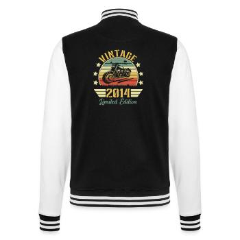 Vintage 2014 Retro Motorcycle Birthday Gift - College Sweat Jacket - black/white - Back - Marisol (170cm)