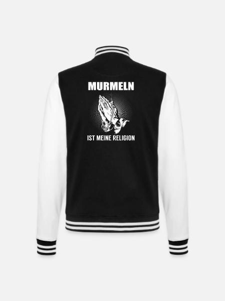 Murmeln - meine Religion - College-Sweatjacke - Schwarz/Weiß