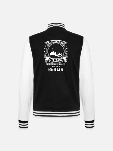 keine Therapie ich muss nur nach Berlin - College-Sweatjacke - Schwarz/Weiß