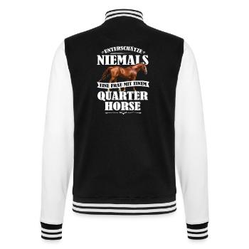 Quarter Horse Pferde Shirt-UNF - College-Sweatjacke - Schwarz/Weiß - Hinten - Marisol (170cm)