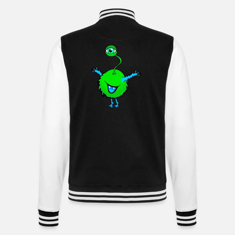 vert monstre avec un oeil - Veste Teddy - noir/blanc