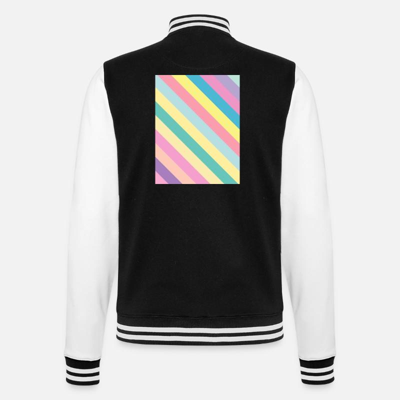 Rayures pastel obliques - rayures inclinées - Veste Teddy - noir/blanc