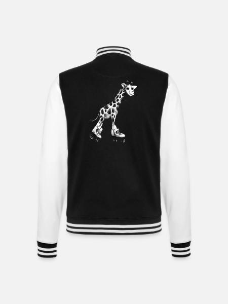 süße Giraffe auf Rollschuhen - College-Sweatjacke - Schwarz/Weiß