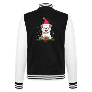 Hunde-Weihnachten - College-Sweatjacke - Schwarz/Weiß - Hinten - Marisol (170cm)