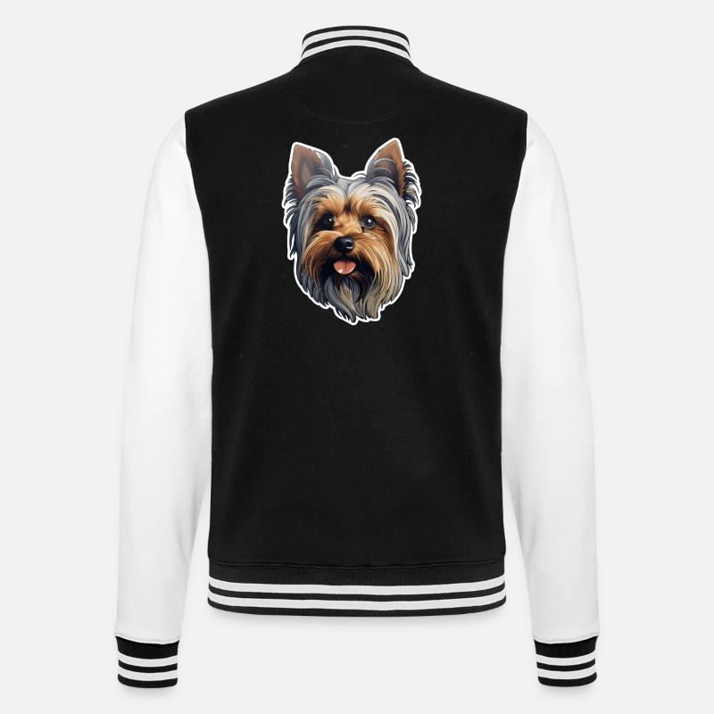 Yorkshire Terrier Head - College Sweat Jacket - black/white