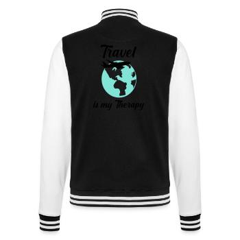 travel is my therapy - College-Sweatjacke - Schwarz/Weiß - Hinten - Marisol (170cm)