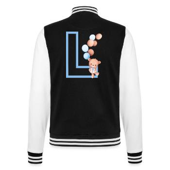 Blue Letter L Bear - College Sweat Jacket - black/white - Back - Marisol (170cm)