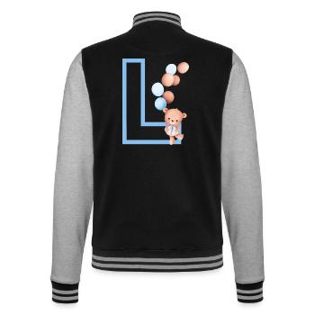 Blue Letter L Bear - College Sweat Jacket - black/heather grey - Back - Marisol (170cm)