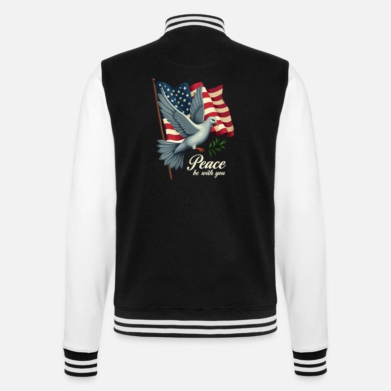 Friedenstaube mit Flagge - College-Sweatjacke - Schwarz/Weiß