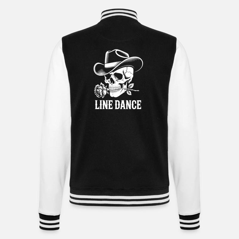 Line Dance Skull with Rose - College Sweat Jacket - black/white