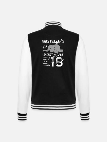 18 Jahre Elefant wacht auf ZZZ Schlafen Geburtstag - College-Sweatjacke - Schwarz/Weiß
