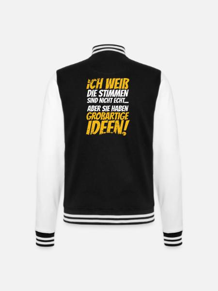 ICH WEIß DIE STIMMEN SIND NICHT ECHT - College-Sweatjacke - Schwarz/Weiß