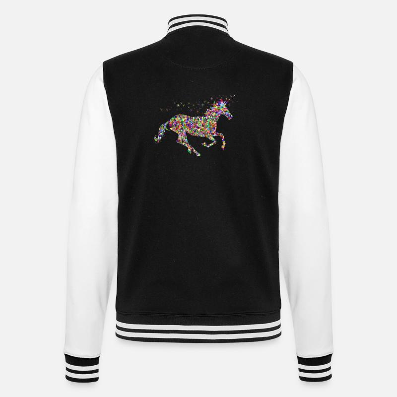 Regenbogen Einhorn Sparkles - College-Sweatjacke - Schwarz/Weiß
