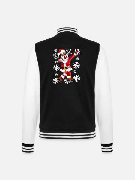 Weihnachtsmann mit coole Brillen und Schlittschuhe - College-Sweatjacke - Schwarz/Weiß