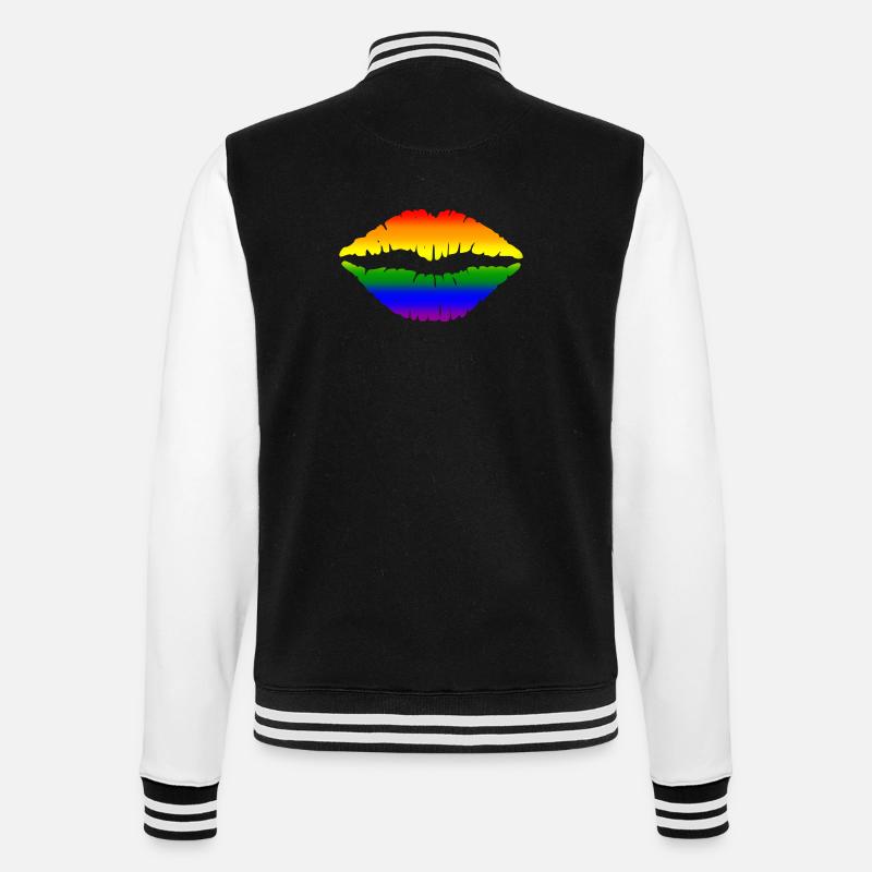 Rainbow Lips - College Sweat Jacket - black/white