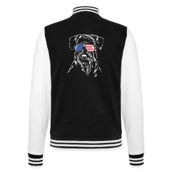 Schnauzer Amerika Fahne Sonnenbrille Wilsigns - College-Sweatjacke - Schwarz/Weiß - Hinten - Marisol (170cm)