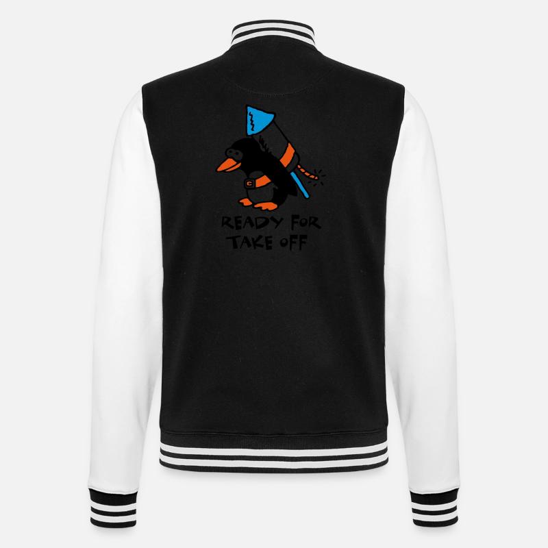 rocket_pinguin_white_c_3c - College Sweat Jacket - black/white