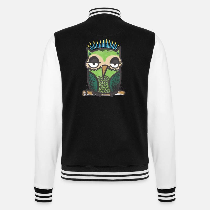 Eule - College-Sweatjacke - Schwarz/Weiß
