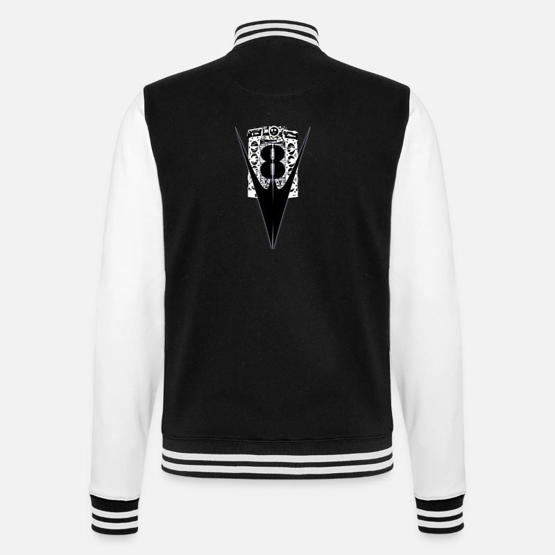 v8 - College-Sweatjacke - Schwarz/Weiß